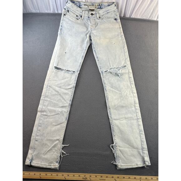 American Eagle Jeans Mens 29x32 Blue Skinny‎ Light Wash Stretch Distressed FLAW - Picture 1 of 9